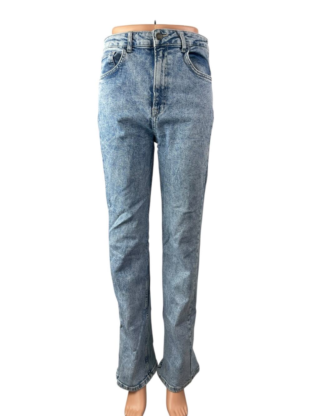 STR Women's Blue High Waisted Light Acid Wash Slim Straight Denim Jeans Size 8